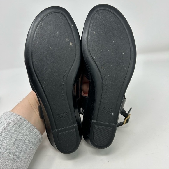 SAS Tripad Comfort Black Leather Slingback Small Wedge Sandals Size 6.5 W - Picture 8 of 14